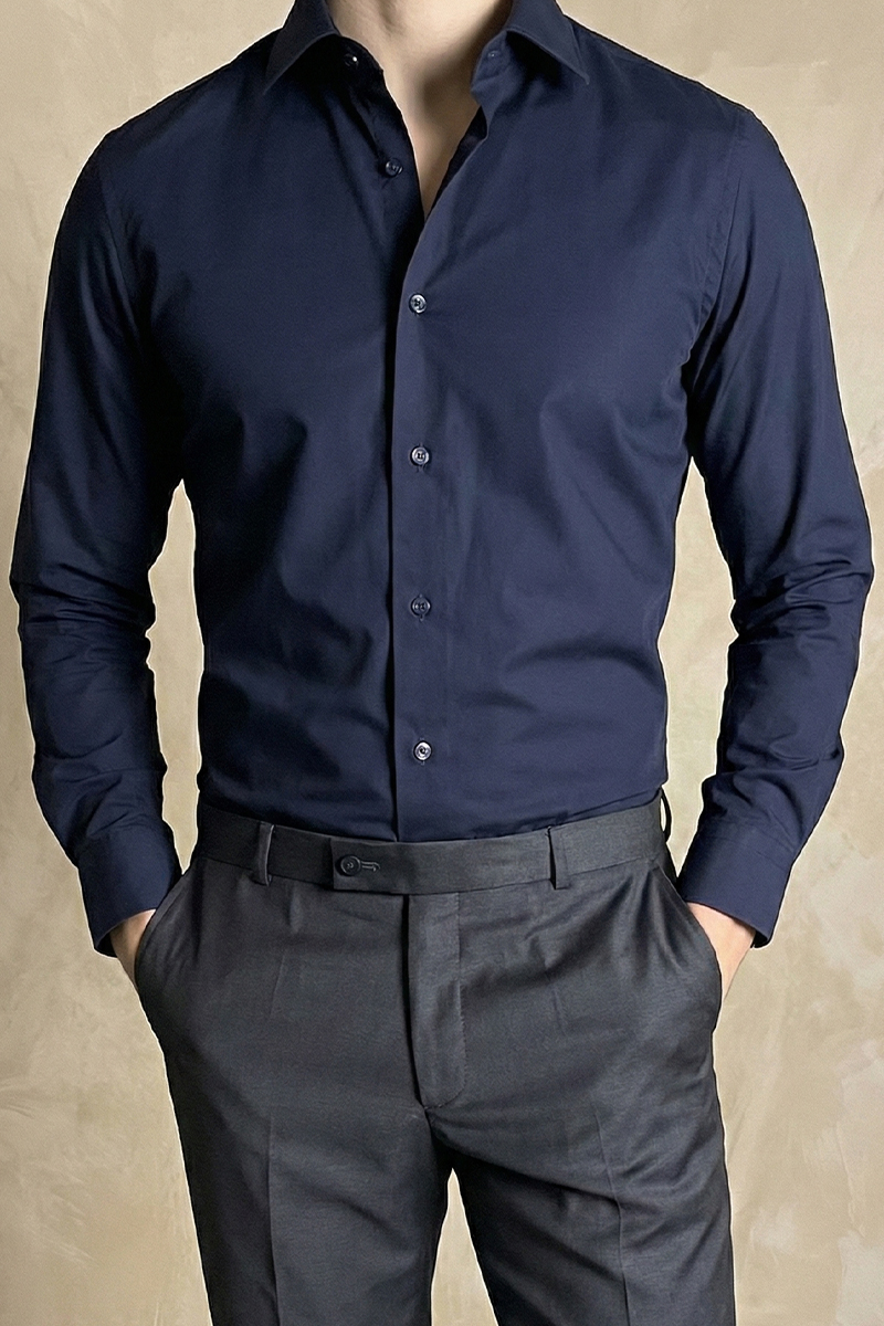 Pamuklu Slim Fit Gömlek Lacivert