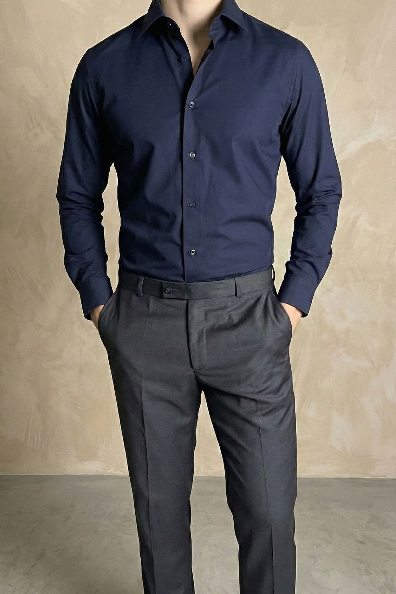 Pamuklu Slim Fit Gömlek Lacivert