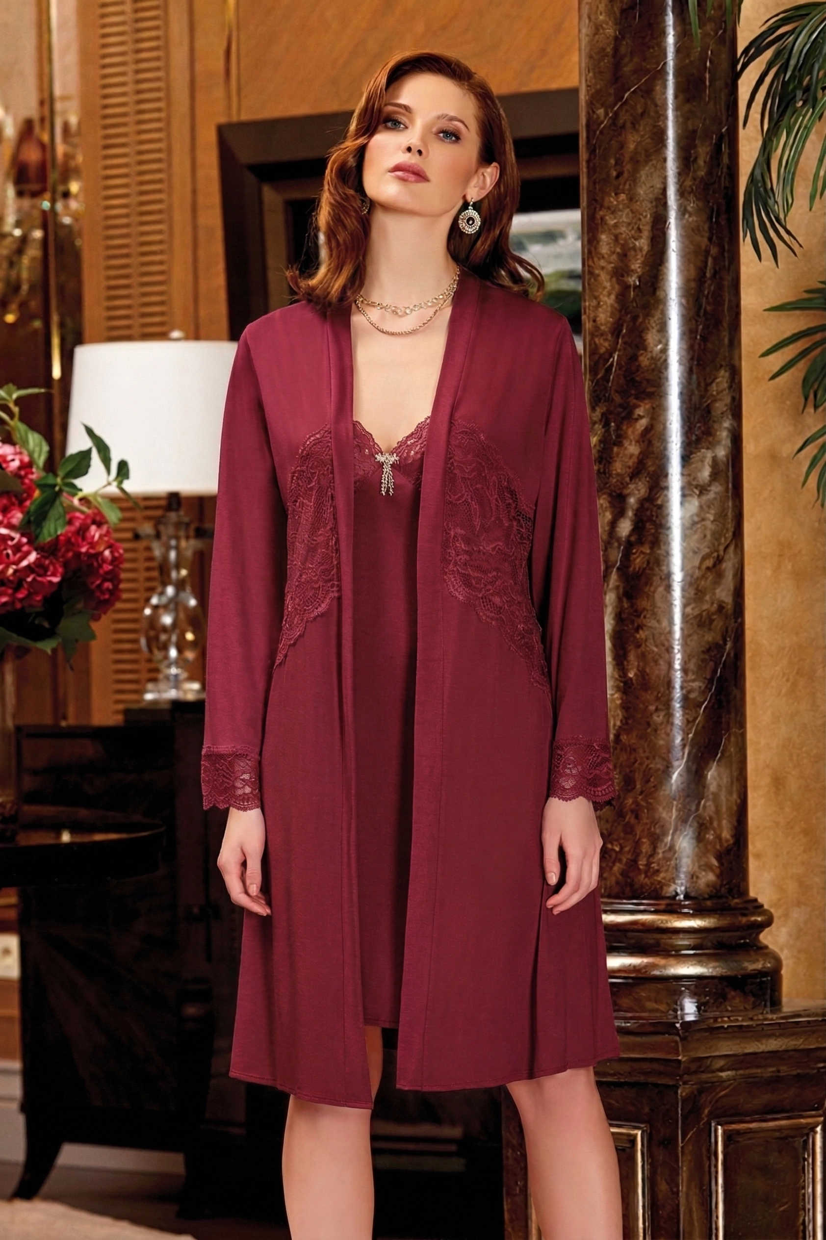 585 PENYE DANTELLİ 6 LI SET BORDO