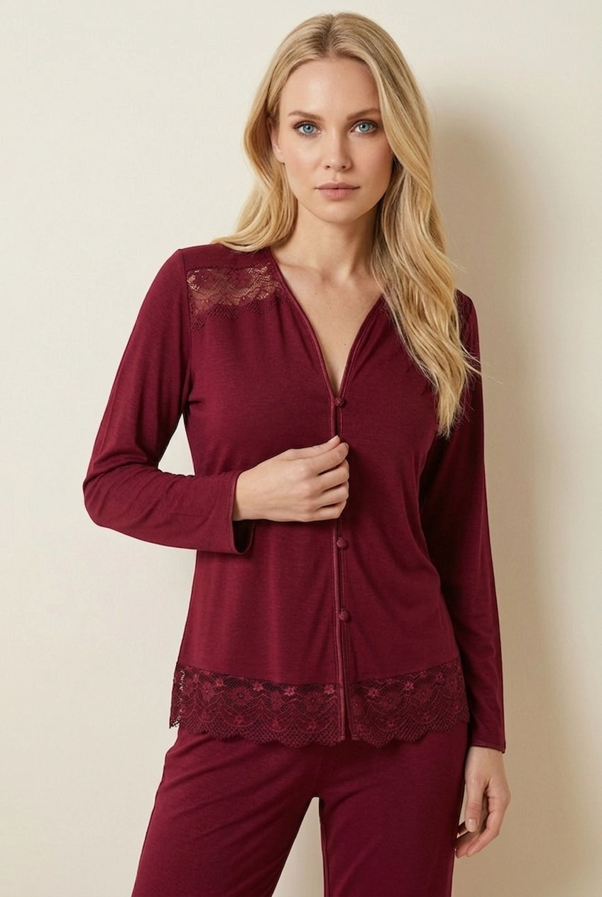 552 PENYE DANTELLİ 6 LI SET BORDO