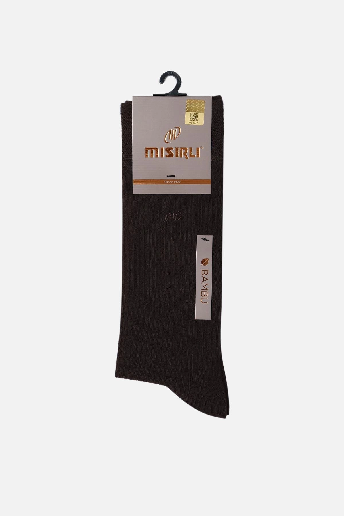 MISIRLI ERKEK BAMBU TEKLİ SOKET ÇORAP KAHVE