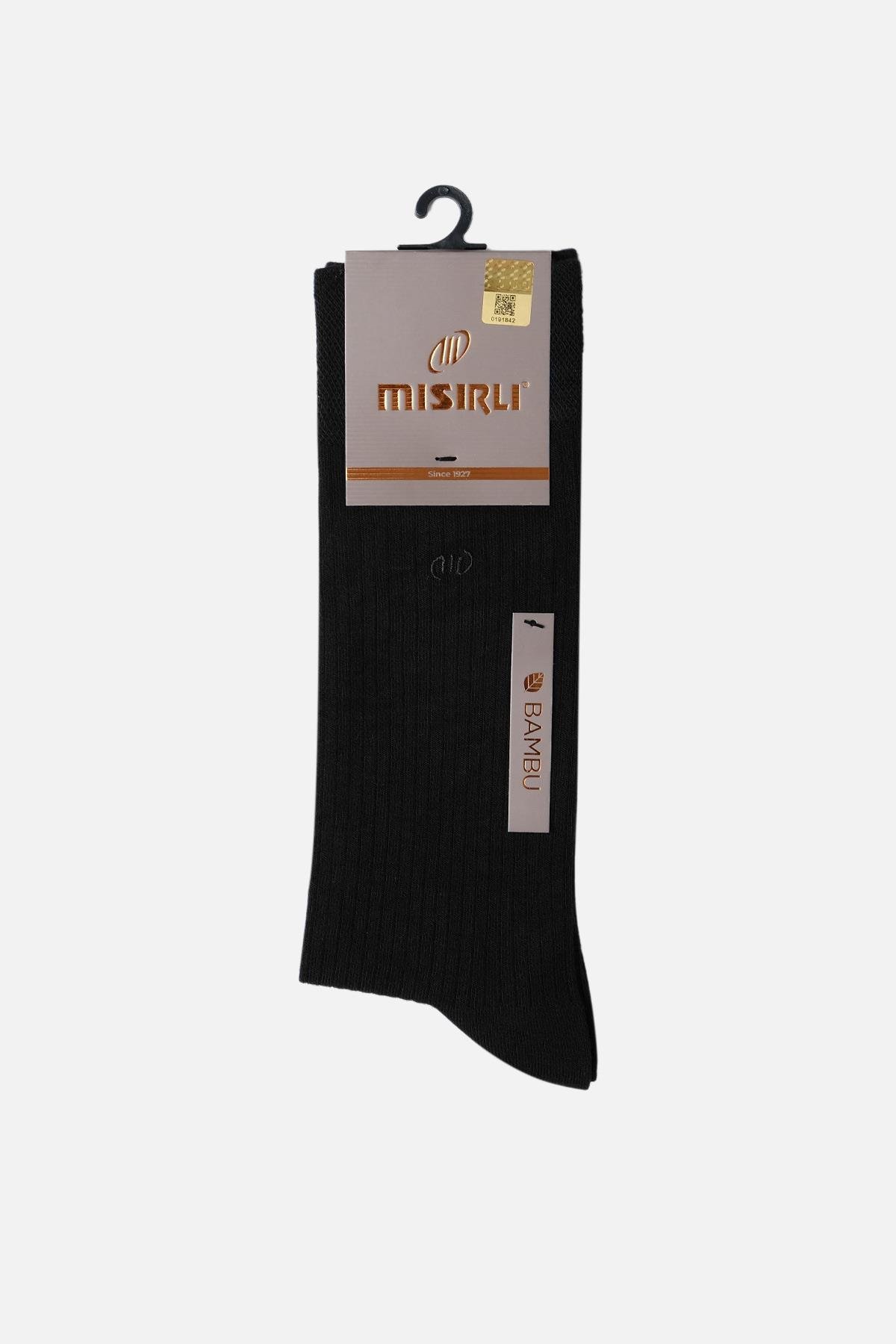 MISIRLI ERKEK BAMBU TEKLİ SOKET ÇORAP SİYAH