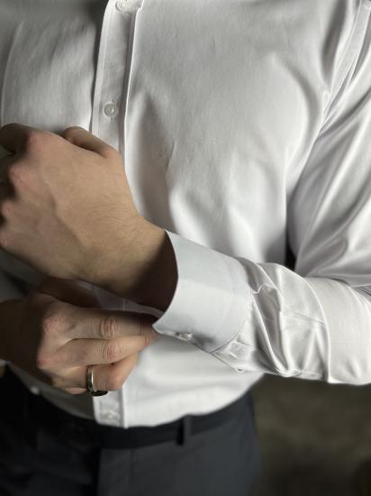 Erkek Pamuklu Slim Fit Gömlek Beyaz