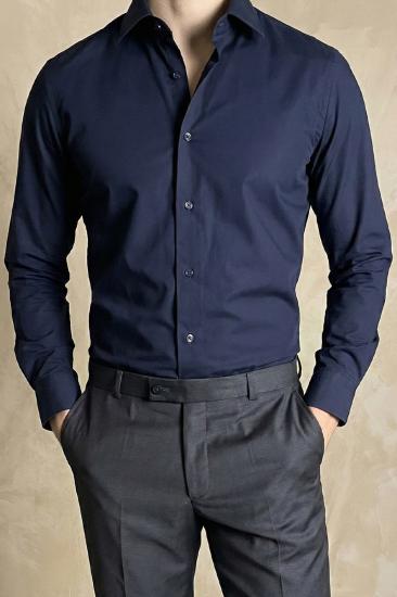Erkek Pamuklu Slim Fit Gömlek Lacivert
