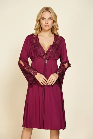 JEREMİ 561 PENYE GECELİK DANTELLİ SET BORDO