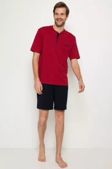 PİERRE CARDİN 5370 ERKEK PİJAMA TAKIMI ŞORTLU BORDO