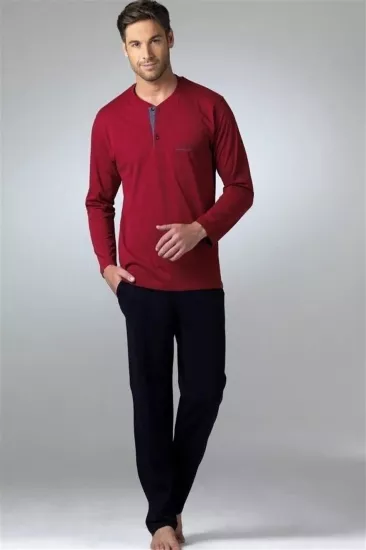 PİERRE CARDİN 5454 ERKEK PİJAMA UZUN KOL BORDO