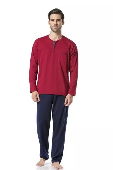 PİERRE CARDİN 5454 ERKEK PİJAMA UZUN KOL BORDO