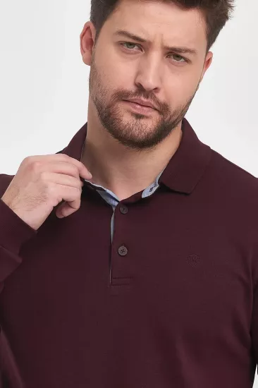 Erkek Polo Yaka Sweatshirtshirt Bordo