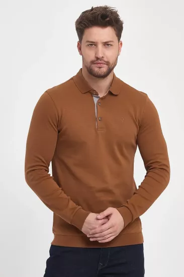 Erkek Polo Yaka Sweatshirtshirt Tarçın