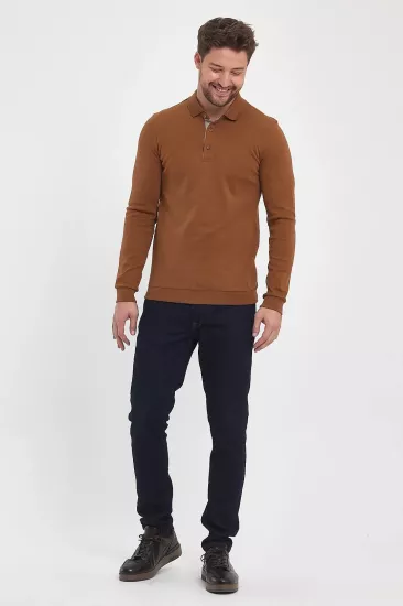 Erkek Polo Yaka Sweatshirtshirt Tarçın