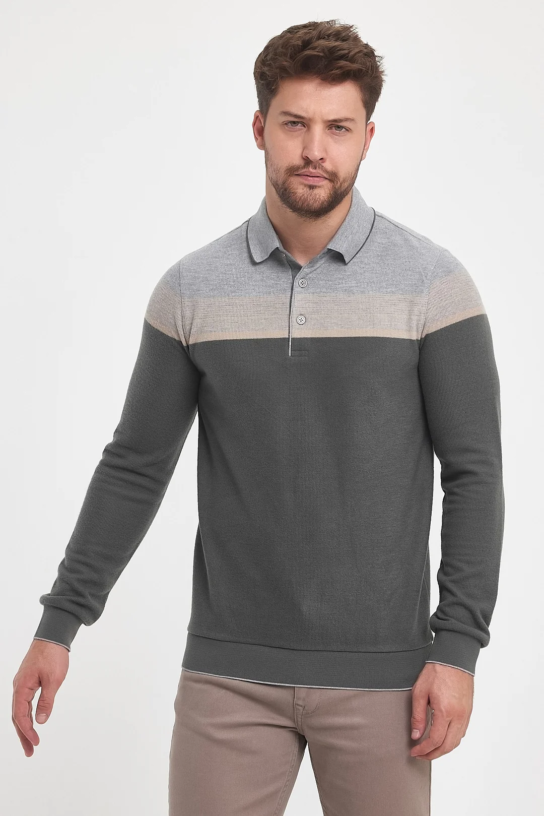 Erkek Polo Yaka Sweatshirt
