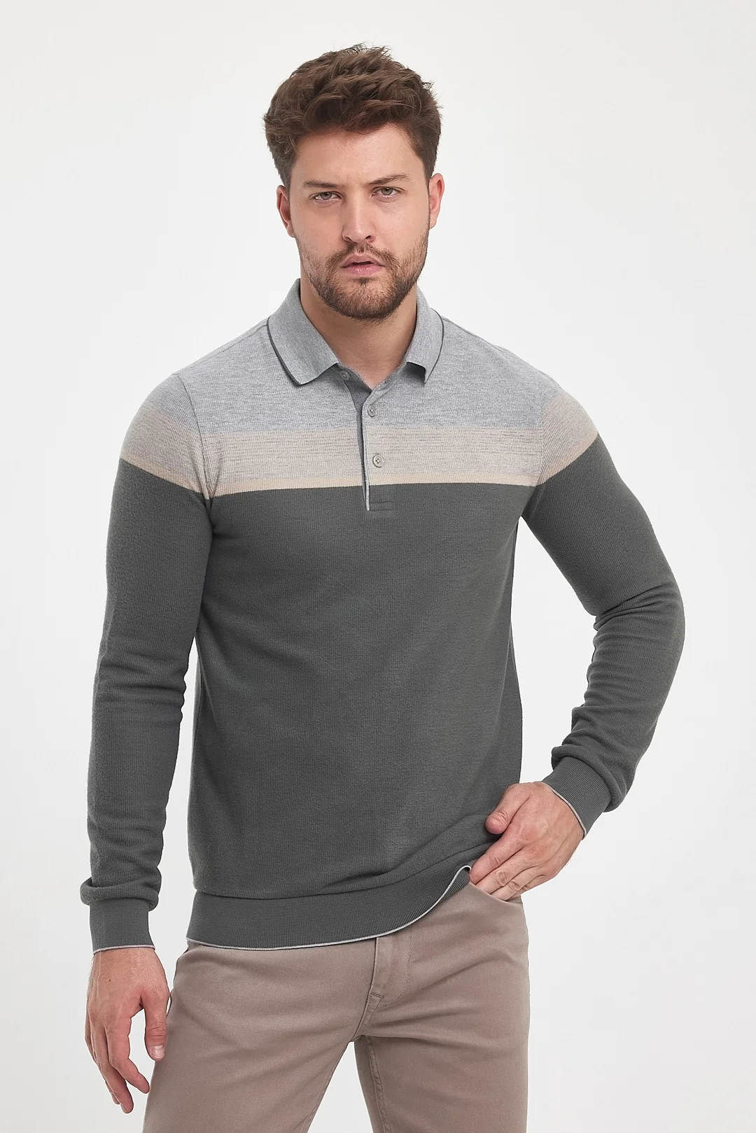 Erkek Polo Yaka Sweatshirt