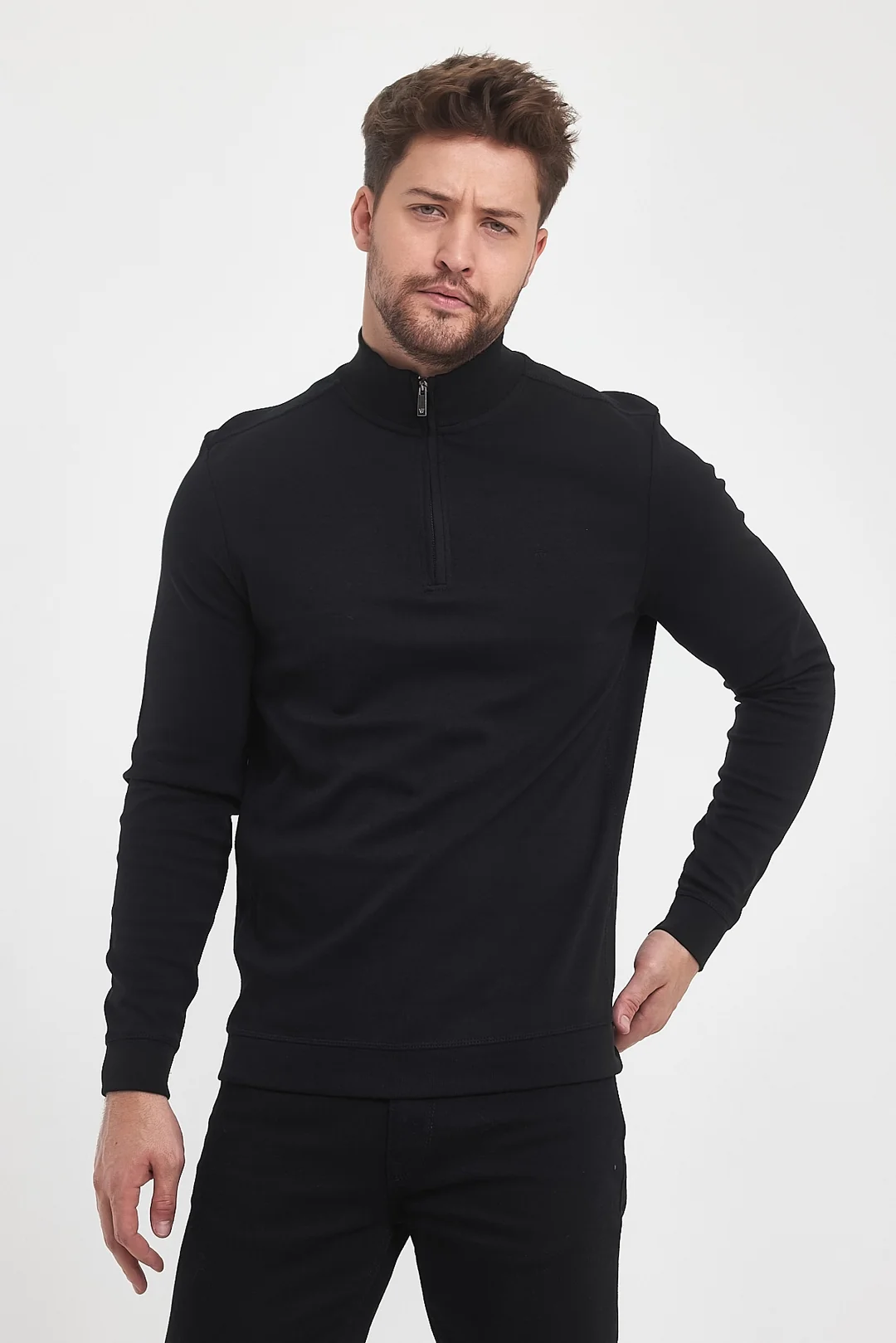 Erkek Fermuarlı Dik Yaka Sweat