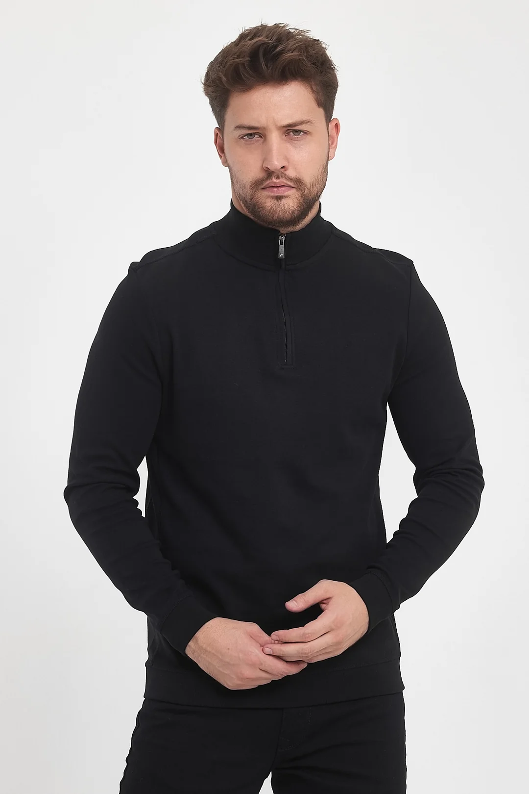 Erkek Fermuarlı Dik Yaka Sweat