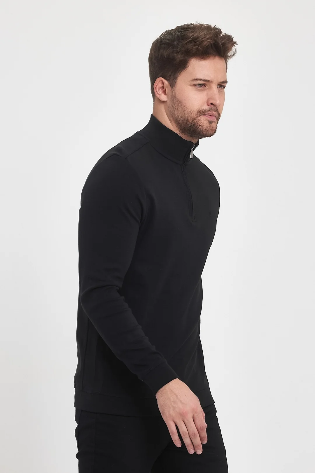 Erkek Fermuarlı Dik Yaka Sweat