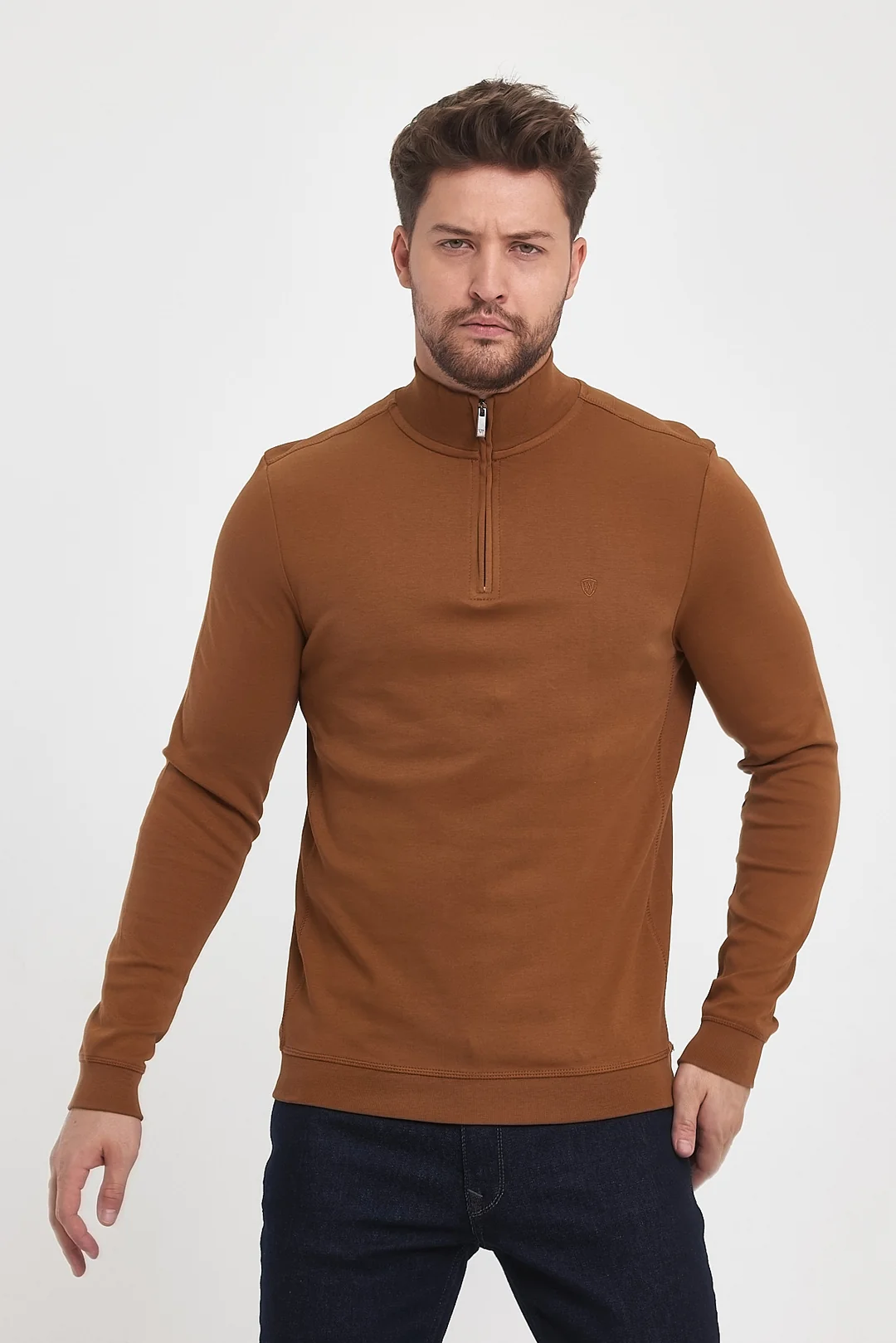 Erkek Fermuarlı Dik Yaka Sweat