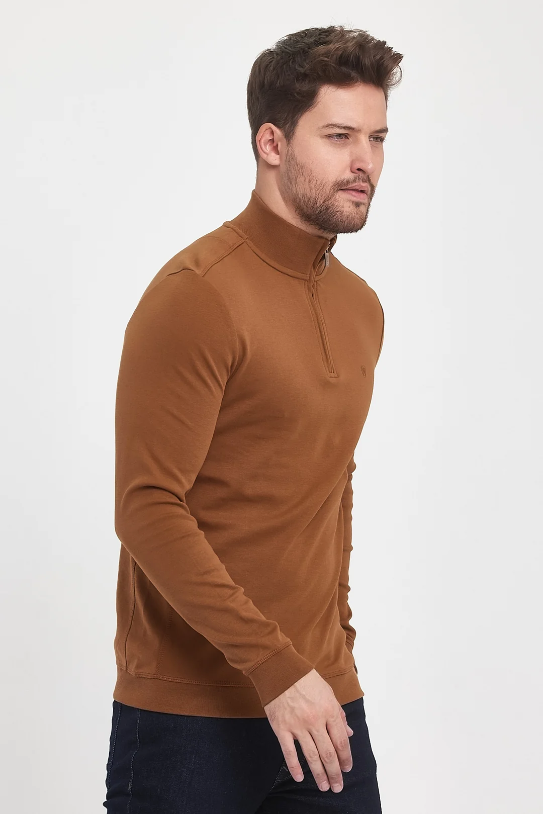 Erkek Fermuarlı Dik Yaka Sweat