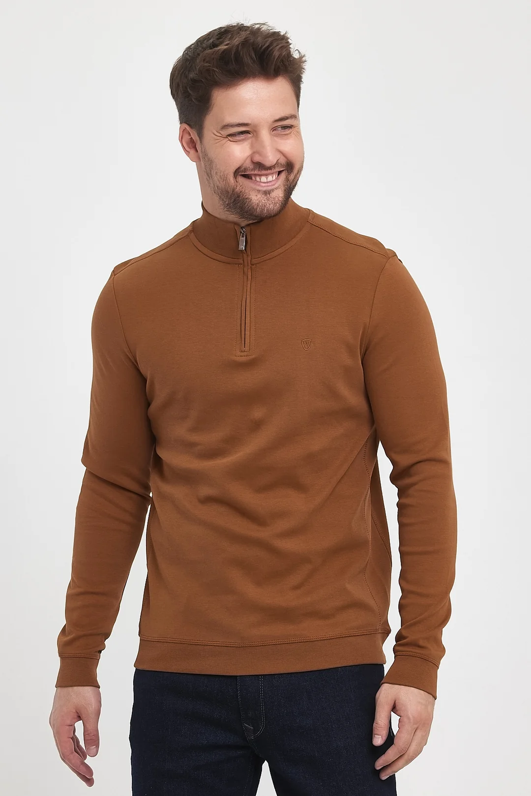 Erkek Fermuarlı Dik Yaka Sweat
