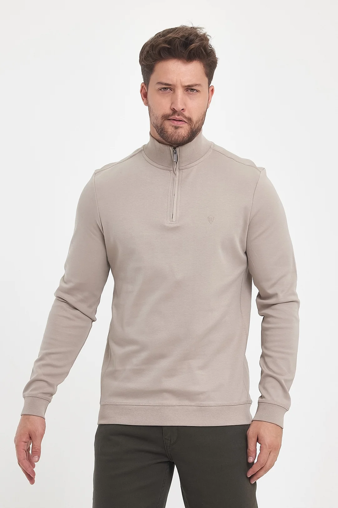 Erkek Fermuarlı Dik Yaka Sweat