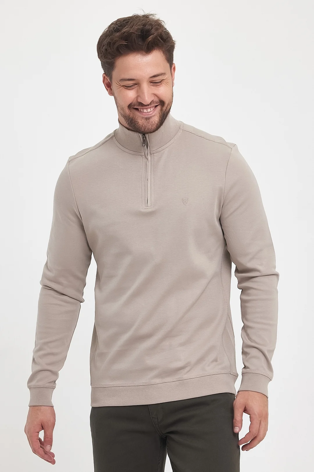 Erkek Fermuarlı Dik Yaka Sweat