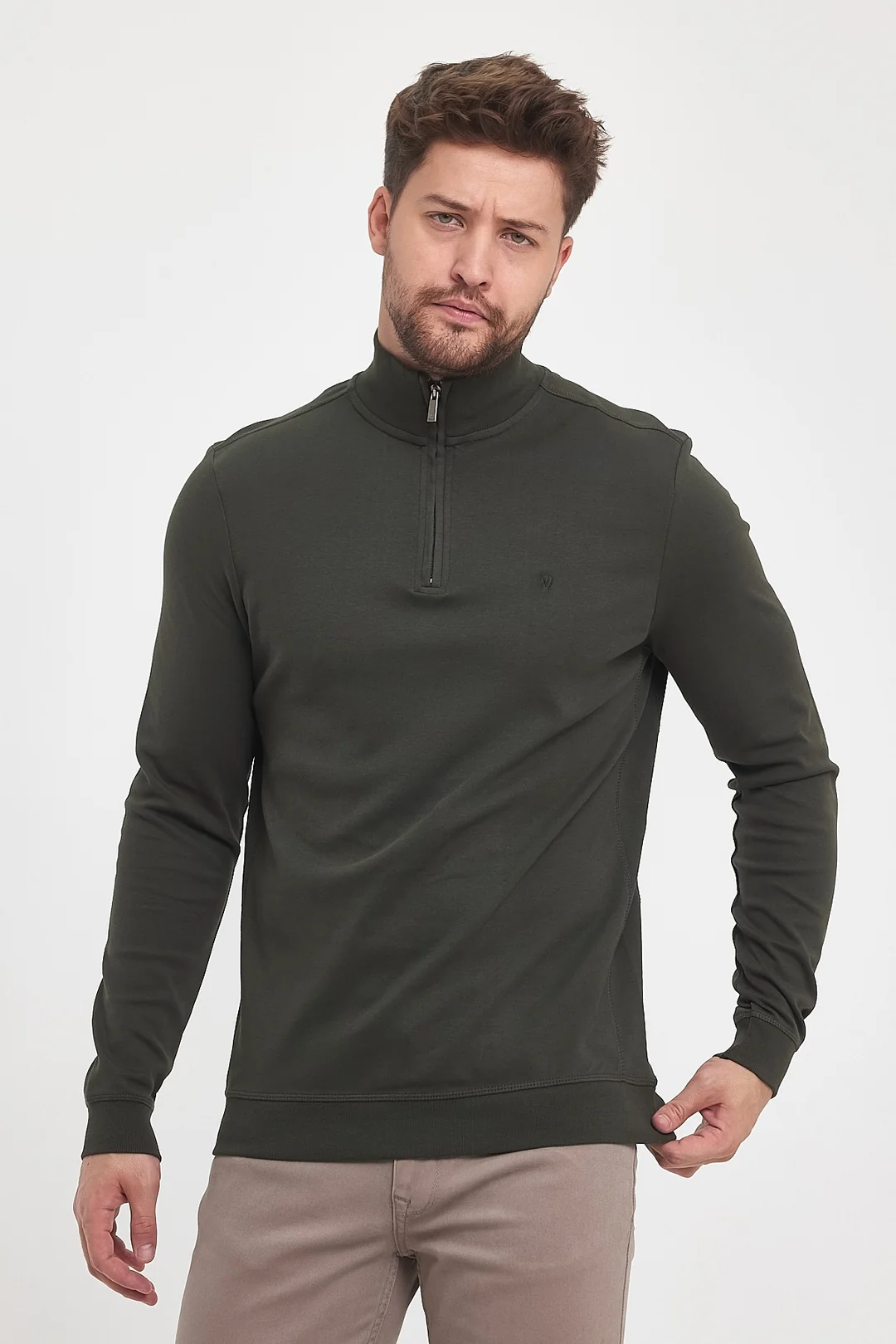 Erkek Fermuarlı Dik Yaka Sweat