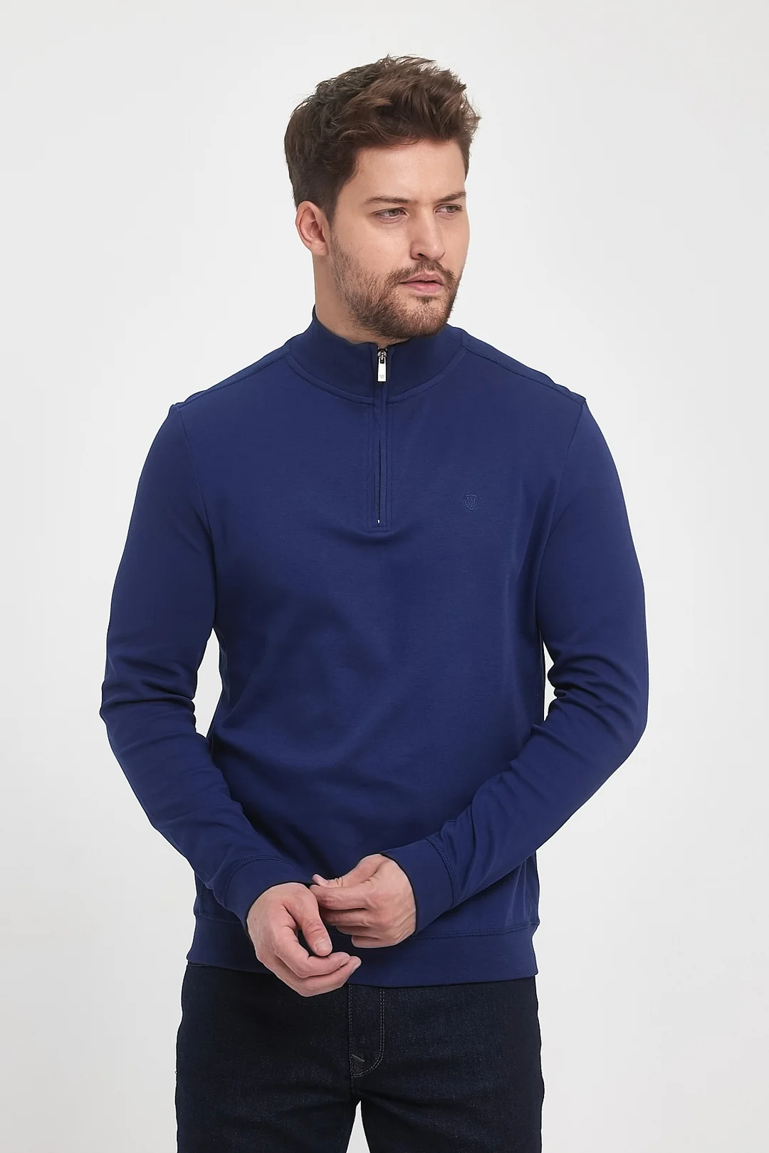 Erkek Fermuarlı Dik Yaka Sweat