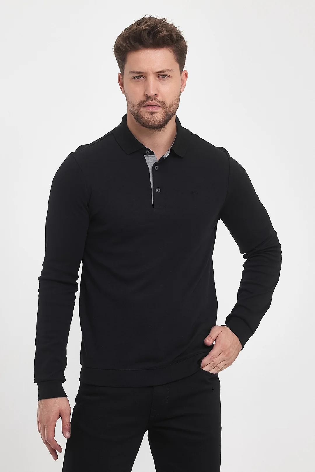 Erkek Polo Yaka Sweatshirt