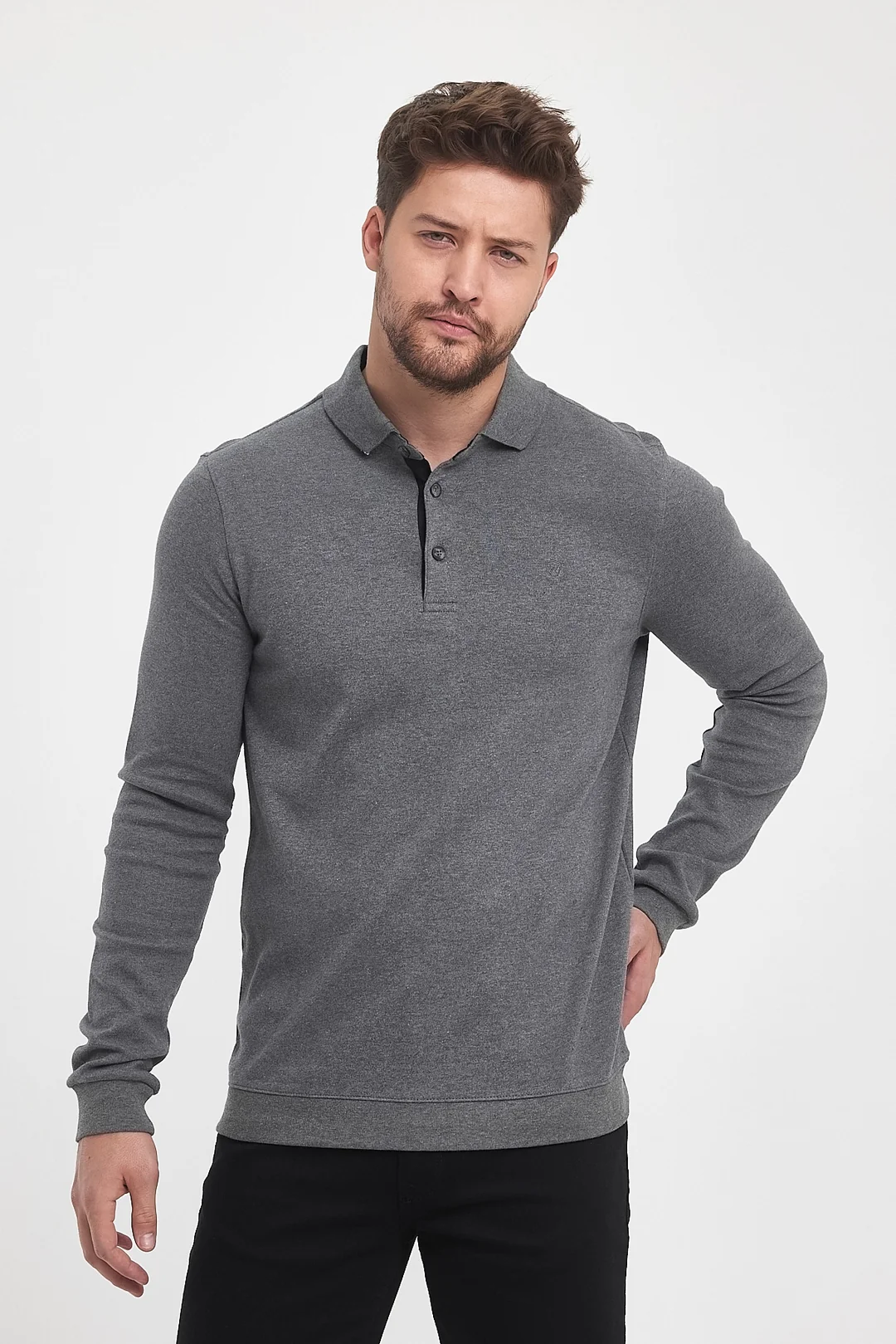 Erkek Polo Yaka Sweatshirt