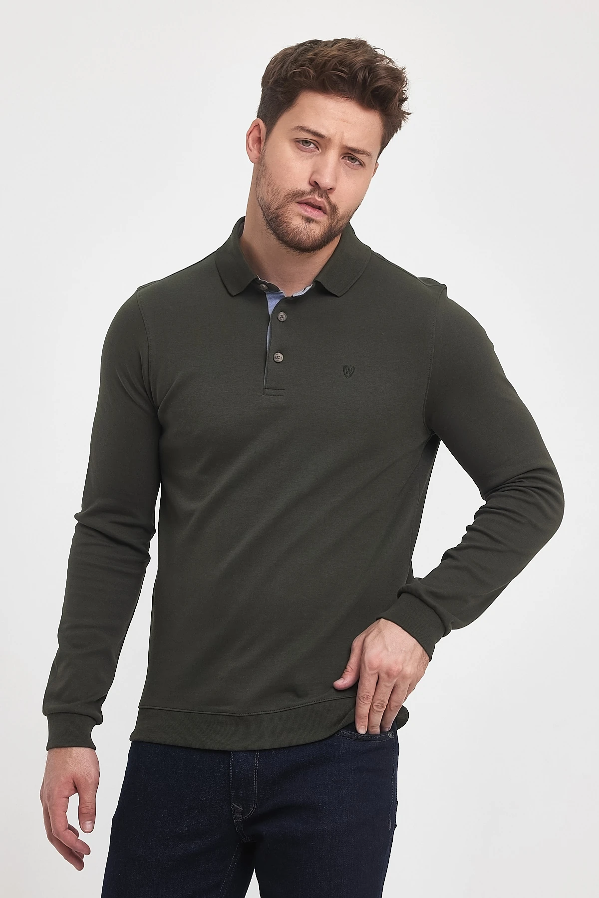 Erkek Polo Yaka Sweatshirt